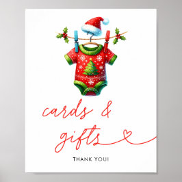 ホリークリスマスサンタベビーシャワーカード&ギフト ポスター