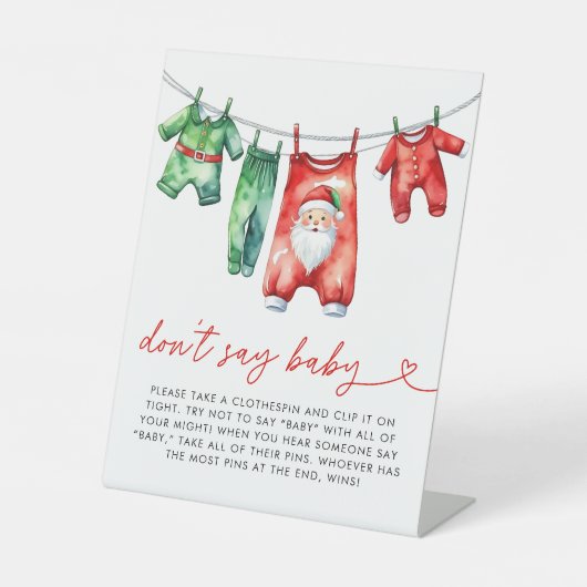 ホリークリスマスサンタベビーシャワー言わないベビー 台座サイン (正面)