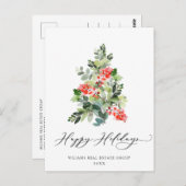 ホリークリスマスツリー企業のグリーティングホリデー ポストカード (正面/裏面)