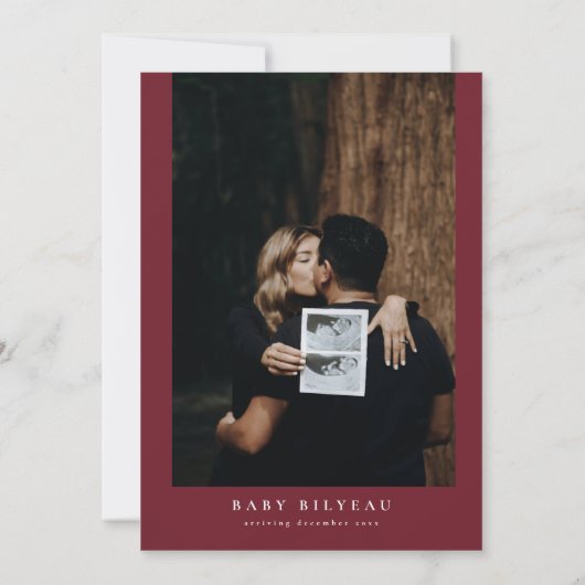 ホリークリスマスバーガンディフローラフォトベビーシャワー 招待状 (裏面)