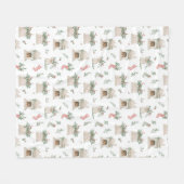 ホリークリスマスパターン フリースブランケット (正面(横))