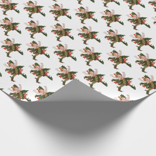 ホリークリスマスフラワーチャイルドカワイイおもしろいフローラ ラッピングペーパー (角)