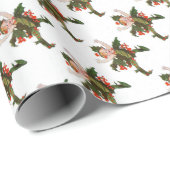 ホリークリスマスフラワーチャイルドカワイイおもしろいフローラ ラッピングペーパー (ロールコーナー)