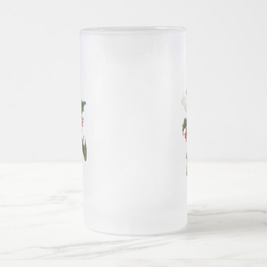 ホリークリスマスフラワーチャイルドカワイイヴィンテージフローラ フロストグラスビールジョッキ (中央)