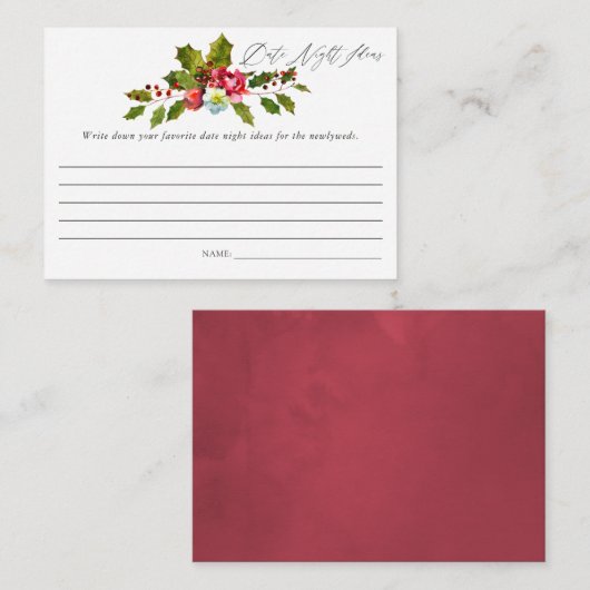 ホリークリスマスブライダルシャワーデイトナイトアイディア エンクロージャーカード (正面/裏面)