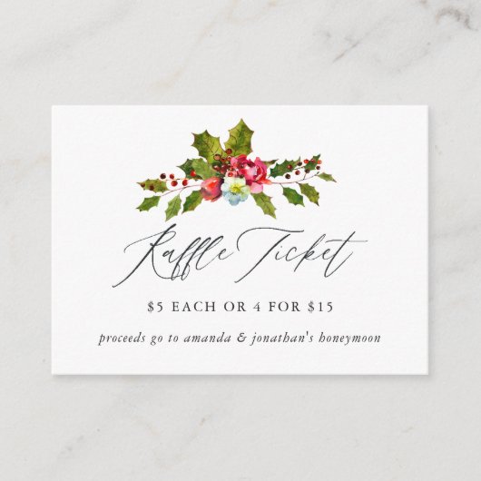 ホリークリスマスブライダルシャワーラッフルチケット エンクロージャーカード (正面)