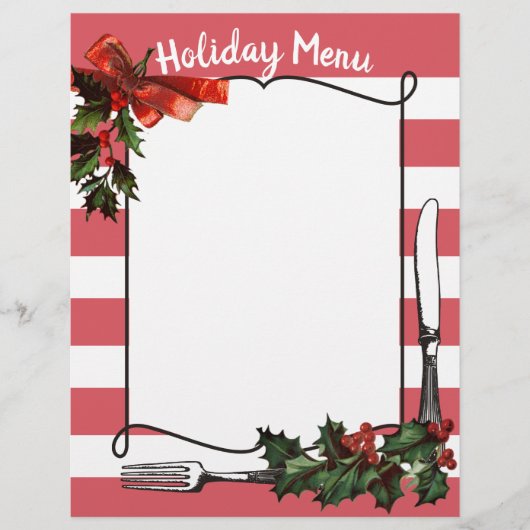 ホリークリスマスホリデーメニューのレターヘッドの枝 (正面)