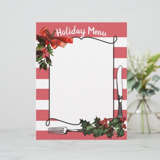 ホリークリスマスホリデーメニューのレターヘッドの枝 (スタンド正面)