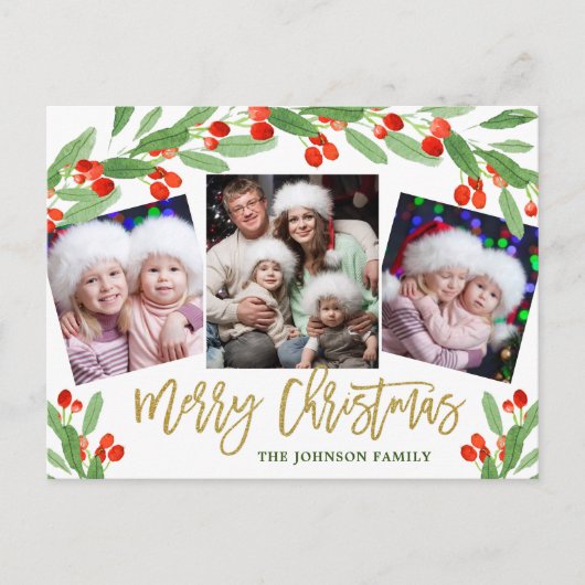 ホリークリスマスホリデー4 PHOTOグリーティングポストカード ポストカード (正面)