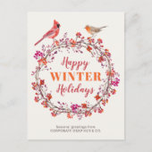 ホリークリスマスモダンリースエレガント企業の シーズンポストカード (正面)