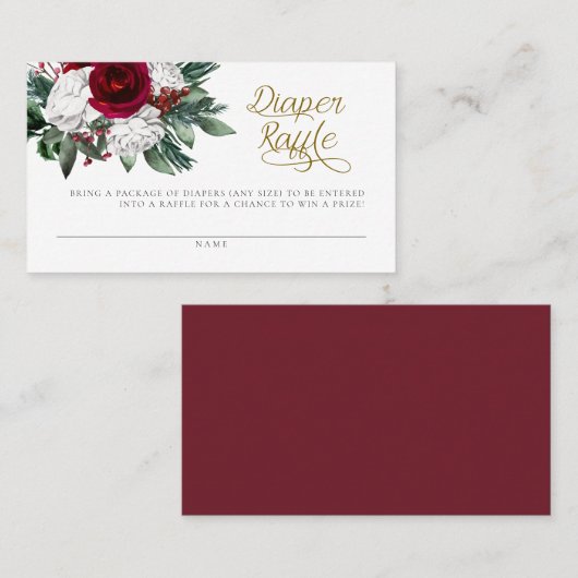ホリークリスマス冬フローラおむつラッフルカード プレイスカード (正面/裏面)