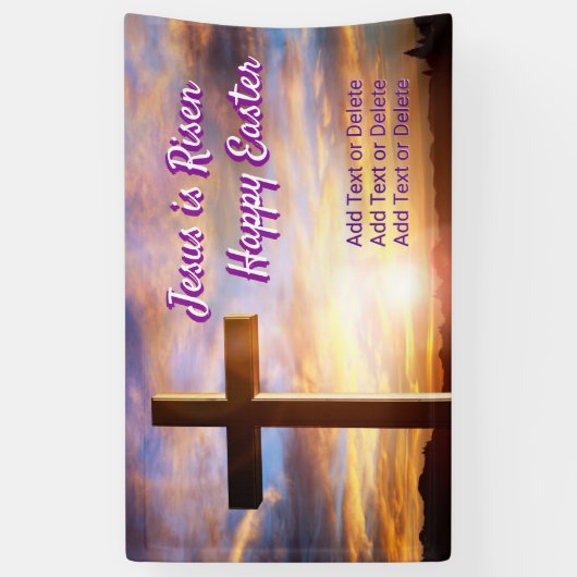 ホリークロススカイイエスズイレブンハッピーイースター文字 横断幕 (縦)