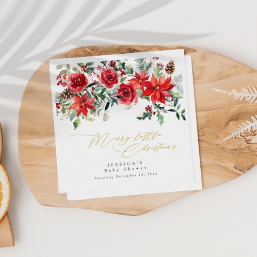 ホリーグリーンリークリスマスベビーシャワー招待状 スタンダードカクテルナプキン