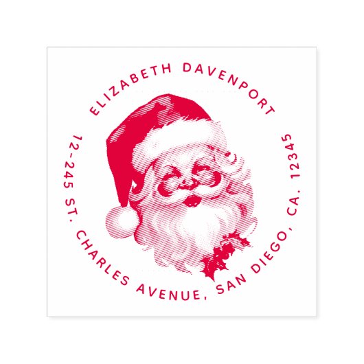 ホリーサンタすてきクロースレトロクリスマスアドレス セルフインキングスタンプ (デザイン)