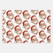 ホリーサンタすてきクロースレトロクリスマスパターン ラッピングペーパーシート (正面3)