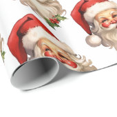 ホリーサンタすてきクロースレトロクリスマスパターン ラッピングペーパー (ロールコーナー)