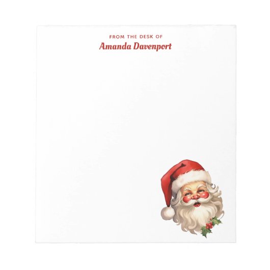 ホリーサンタすてきクロースレトロクリスマス ノートパッド (正面)