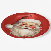 ホリーサンタすてきクロースレトロクリスマス ペーパープレート (アングル)