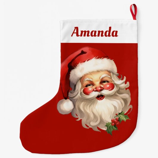 ホリーサンタすてきクロースレトロクリスマス ラージクリスマスストッキング (裏面)