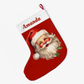 ホリーサンタすてきクロースレトロクリスマス ラージクリスマスストッキング (裏面 (吊り時))