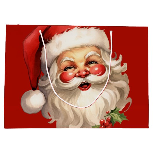 ホリーサンタすてきクロースレトロクリスマス ラージペーパーバッグ (裏面)