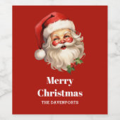 ホリーサンタすてきクロースレトロクリスマス ワインラベル (シングルラベル)