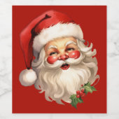 ホリーサンタすてきクロースレトロクリスマス ワインラベル (シングルラベル)