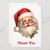 ホリーサンタすてきクロースレトロスタイルクリスマス サンキューカード (正面/裏面)