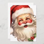 ホリーサンタすてきクロースレトロスタイルクリスマス シーズンカード (正面/裏面)