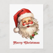 ホリーサンタすてきクロースレトロスタイルクリスマス シーズンポストカード (正面)