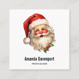 ホリーサンタすてきクロースレトロスタイルクリスマス スクエア名刺