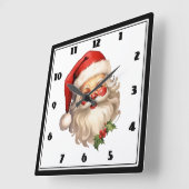 ホリーサンタすてきクロースレトロスタイルクリスマス スクエア壁時計 (傾斜)