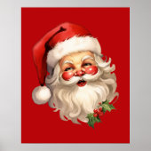 ホリーサンタすてきクロースレトロスタイルクリスマス ポスター (正面)