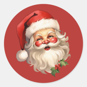 ホリーサンタすてきクロースレトロスタイルクリスマス ラウンドシール