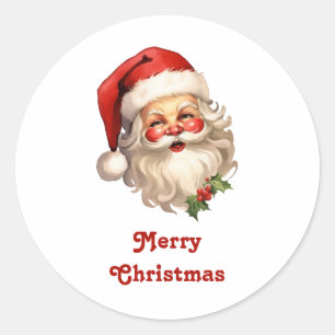 ホリーサンタすてきクロースレトロスタイルクリスマス ラウンドシール