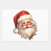 ホリーサンタすてきクロースレトロスタイルクリスマス ラッピングペーパーシート (正面)