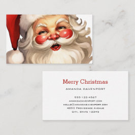ホリーサンタすてきクロースレトロスタイルクリスマス 名刺