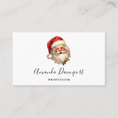 ホリーサンタすてきクロースレトロスタイルクリスマス 名刺 (正面)