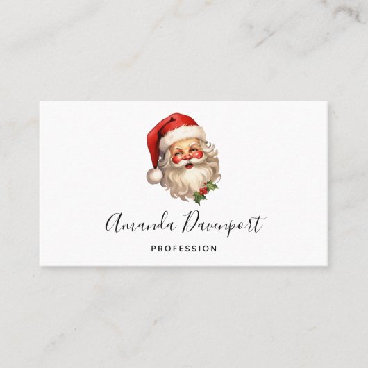 ホリーサンタすてきクロースレトロスタイルクリスマス 名刺 (正面)