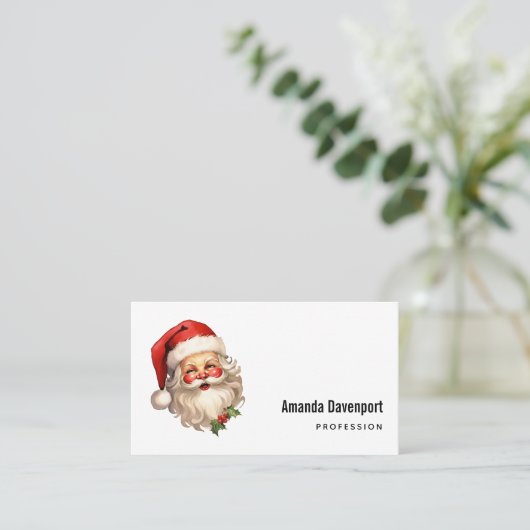 ホリーサンタすてきクロースレトロスタイルクリスマス 名刺 (スタンド正面)