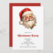 ホリーサンタすてきクロースレトロスタイルクリスマス 招待状 (正面/裏面)