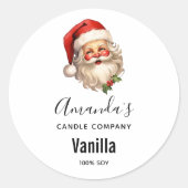 ホリーサンタクロースすてきクリスマスキャンドルビジネス ラウンドシール (正面)