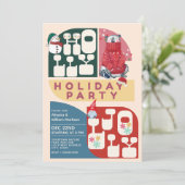 ホリージェイリー レトロ ジオメトリック パターン クリスマス パーティー 招待状 (スタンド正面)