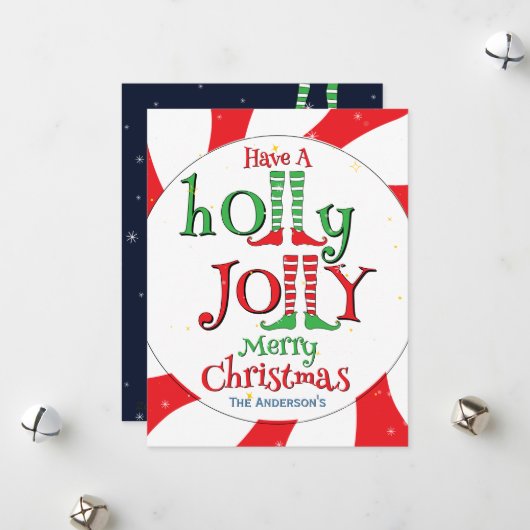 ホリージョリーエルフの足 メリークリスマス スノーフレーク シーズンカード (正面/裏面インサイチュ)