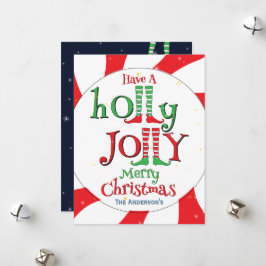 ホリージョリーエルフの足 メリークリスマス スノーフレーク シーズンカード