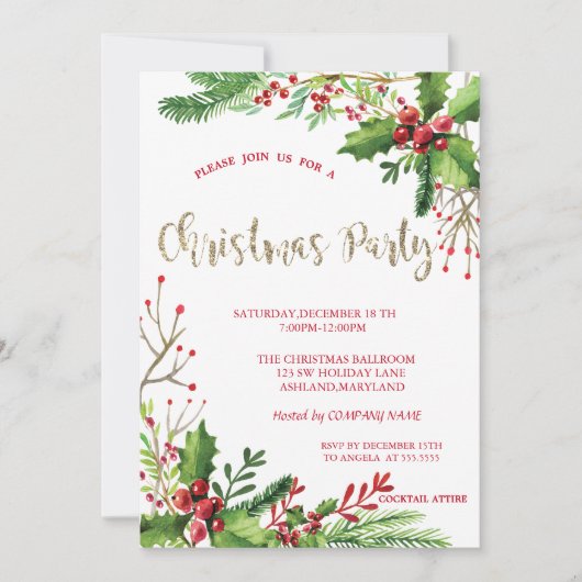 ホリースタイリッシュベリー会社クリスマスパーティー 招待状 (正面)
