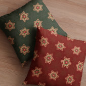 ホリースタースノーフレーククリスマスホリデーレッド クッション