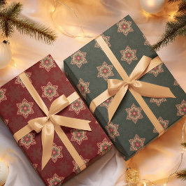 ホリースターラッピング紙2グリーンと1レッドピース ラッピングペーパーシート