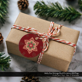 ホリースターヴィンテージレッドクリスマスギフトタグ フェイバータグ
