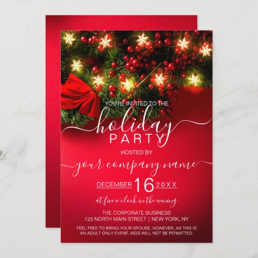 ホリースノーフレーぶら下がったクズライツホ企業のリデイ 招待状 (正面/裏面)